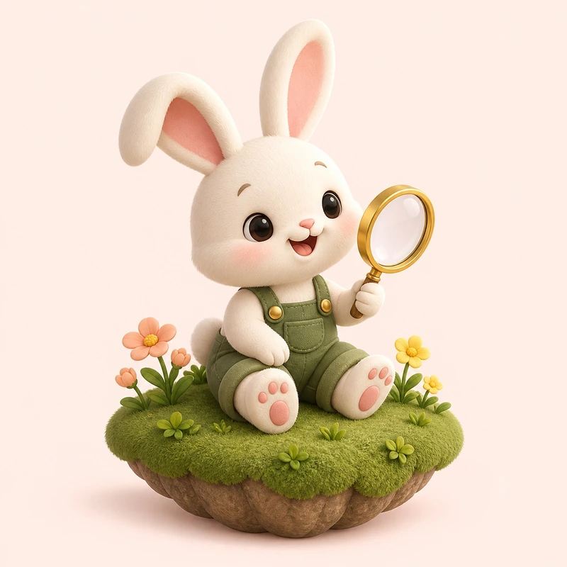 Bunny Path's curious bunny exploring a little garden